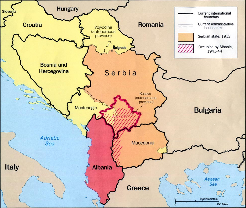 Карта косова и сербии