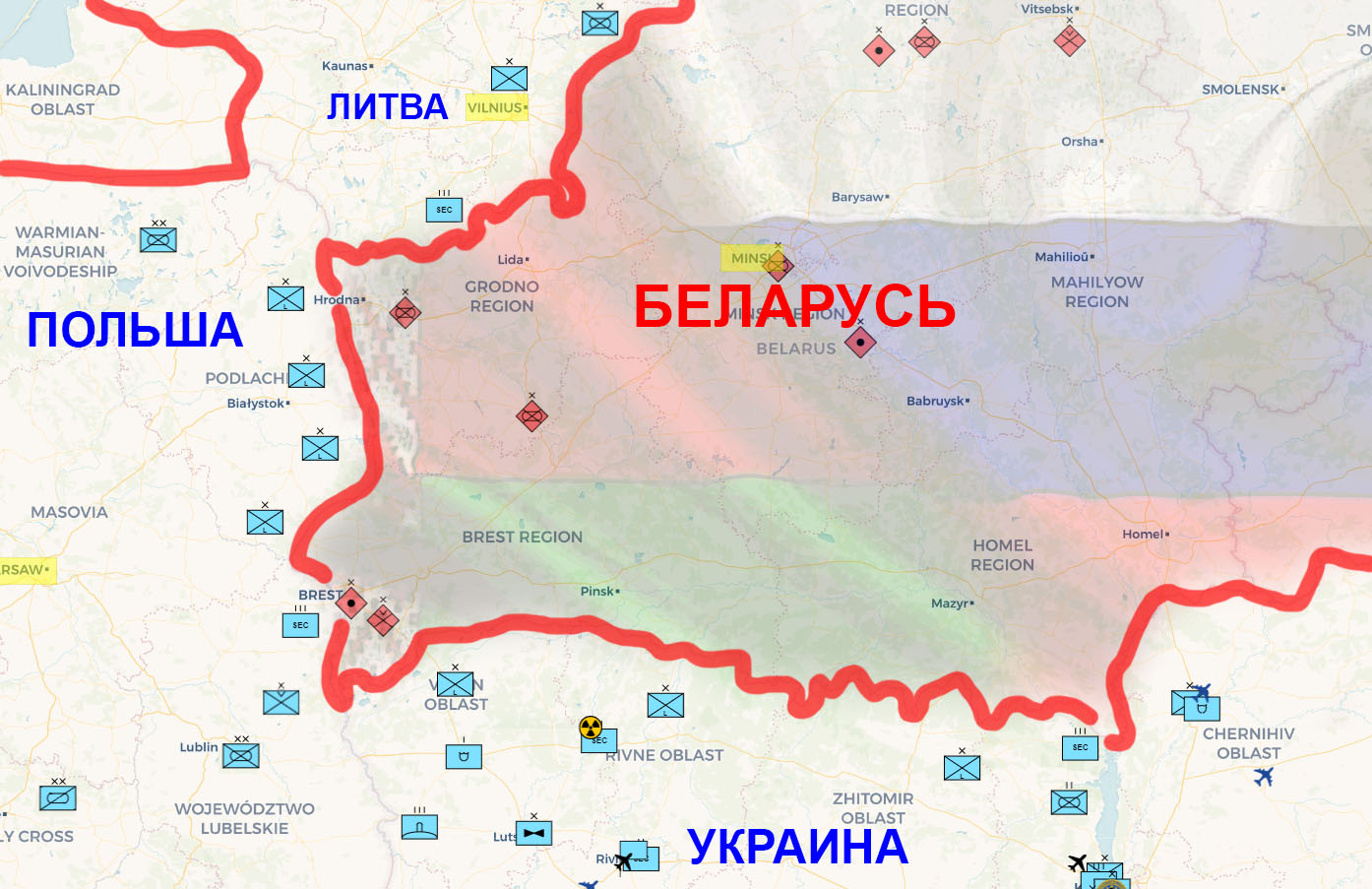 Карта границ россии с польшей